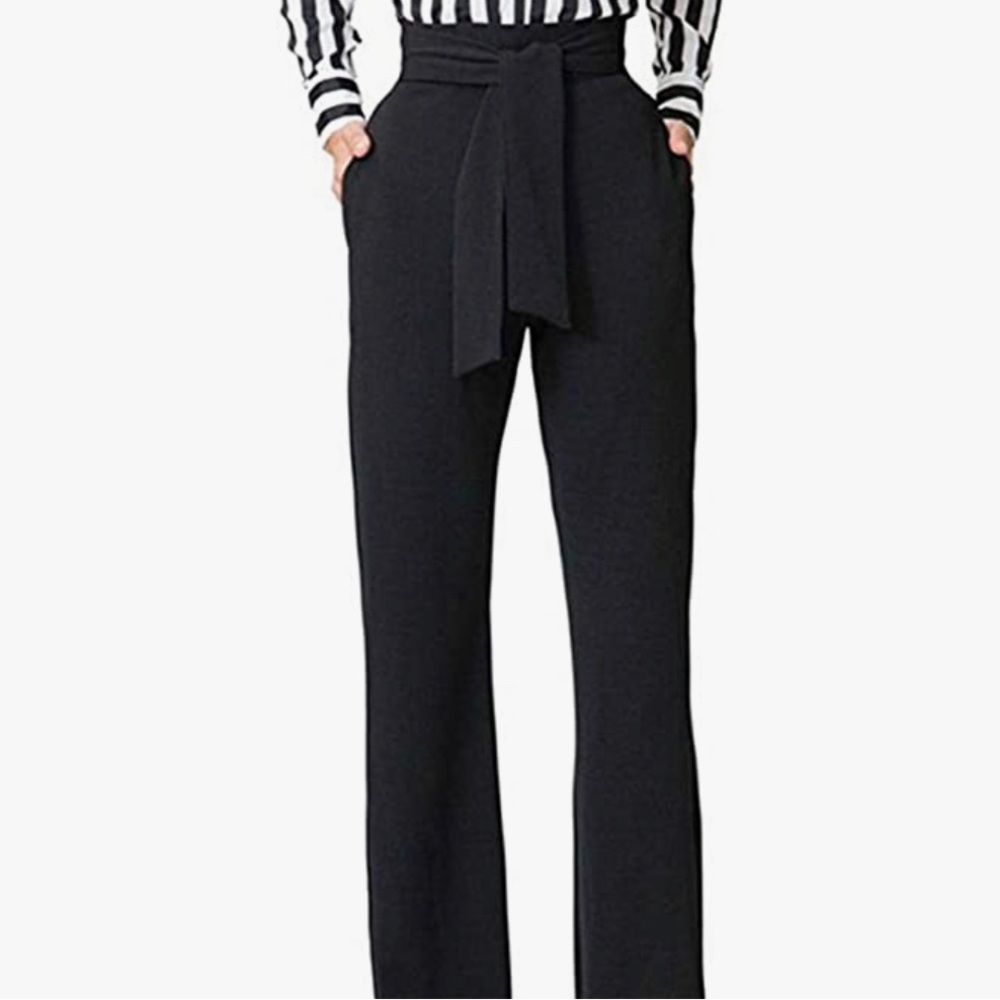 Stretchy high-waisted wide leg business pants